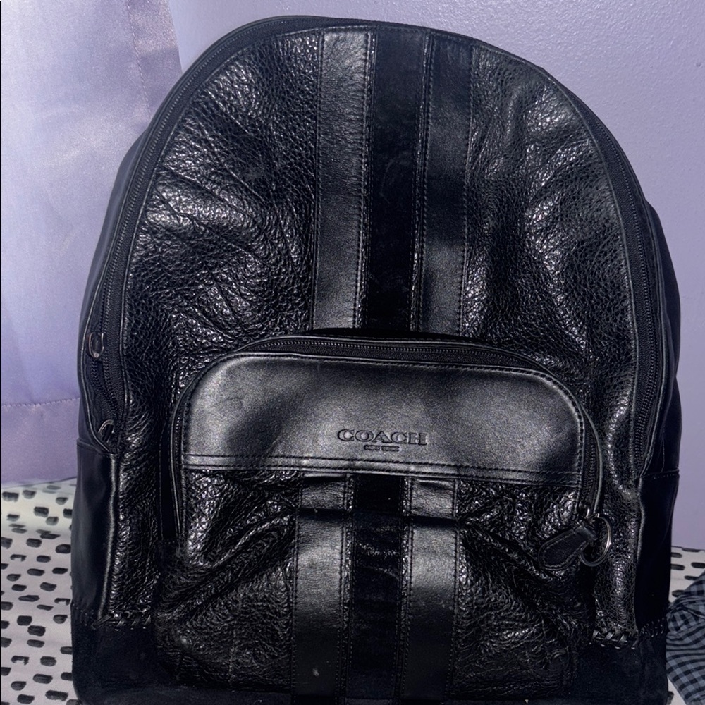 Coach Black Leather Backpack Sleek Design